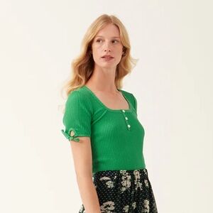 Mirla Beane Rib Short Sleeve T Shirt Green Organic Cotton